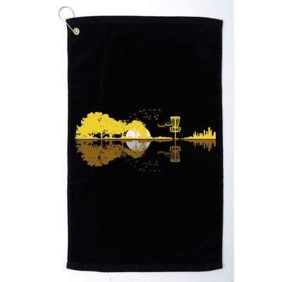 Disc Golf Sunset Guitar Guitarist Player Golfing Frisbee Dad Golf Towel