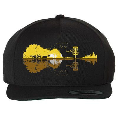 Disc Golf Sunset Guitar Guitarist Player Golfing Frisbee Dad Wool Snapback Cap