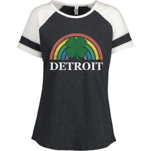 Detroit Gift St Patrick's Day Shamrock Rainbow Irish Lucky Funny Gift Enza Ladies Jersey Colorblock Tee