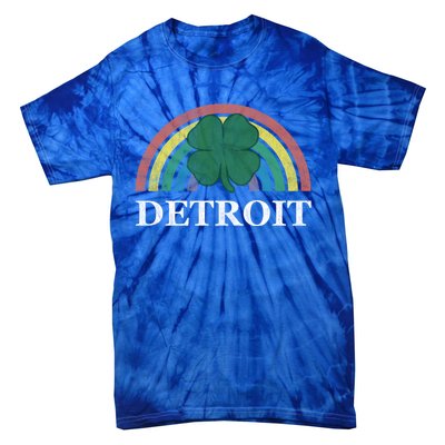 Detroit Gift St Patrick's Day Shamrock Rainbow Irish Lucky Funny Gift Tie-Dye T-Shirt