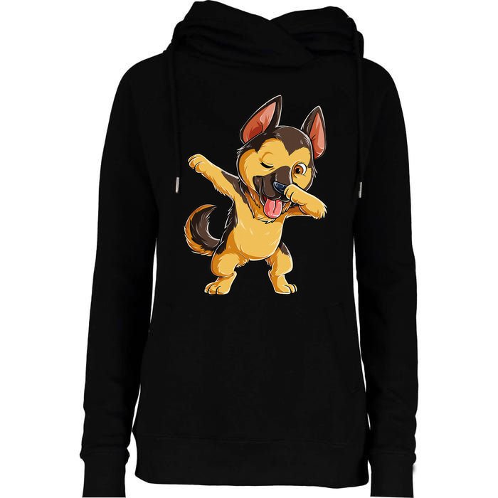 Dabbing German Shepherd Dog Lover Womens Funnel Neck Pullover Hood