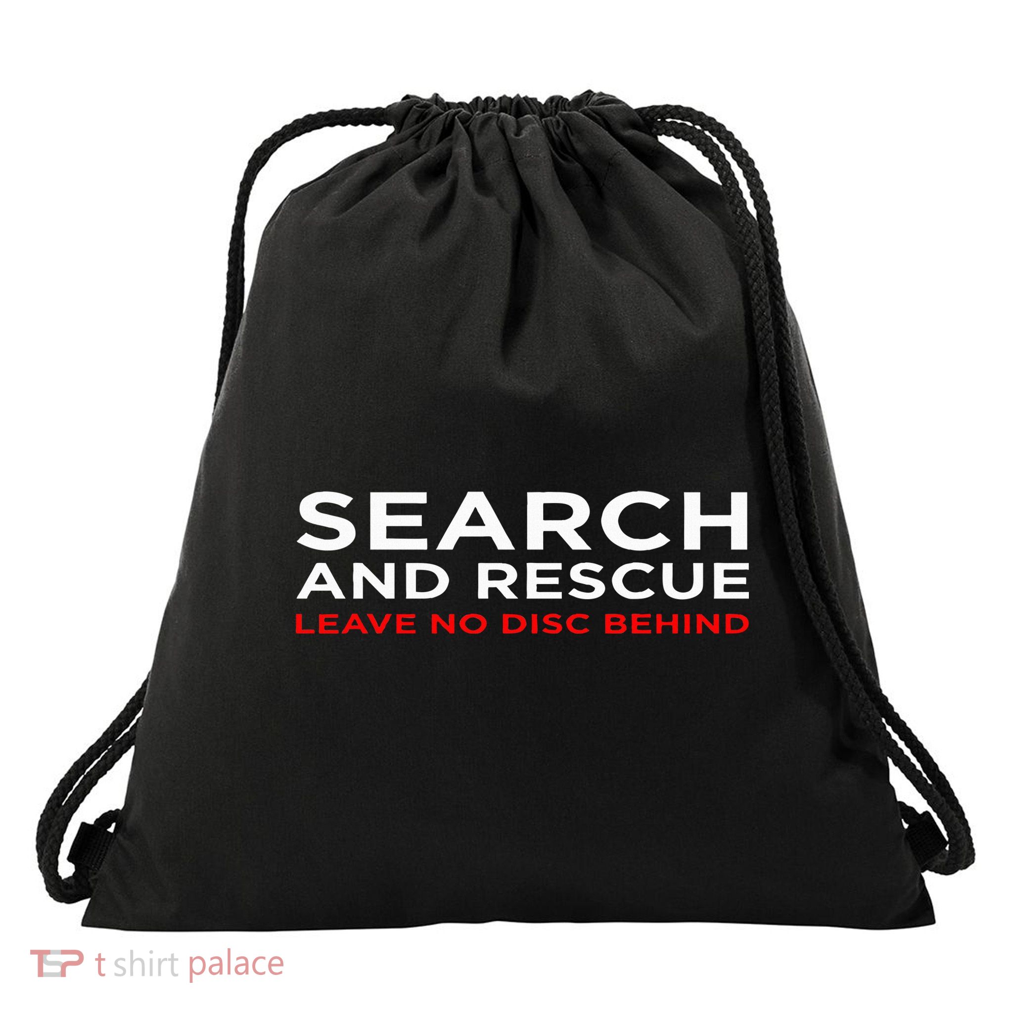 Disc Golf Search Rescue Leave No Disc Behind Drawstring Bag