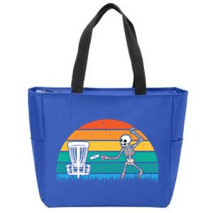 Disc Golfing Skeleton Halloween Party Spooky Disc Crew Gift Zip Tote Bag