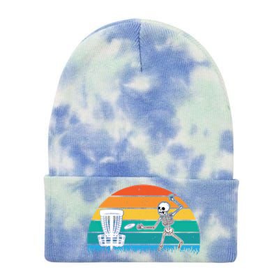 Disc Golfing Skeleton Halloween Party Spooky Disc Crew Gift Tie Dye 12in Knit Beanie