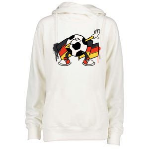 Dabbing Germany Soccer Ball Womens Funnel Neck Pullover Hood