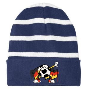 Dabbing Germany Soccer Ball Striped Beanie with Solid Band