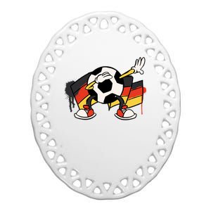 Dabbing Germany Soccer Ball Ceramic Oval Ornament