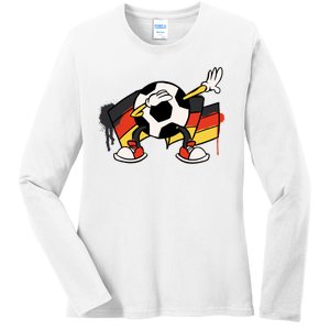 Dabbing Germany Soccer Ball Ladies Long Sleeve Shirt