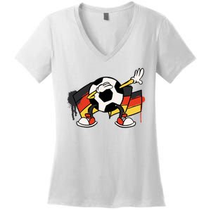 Dabbing Germany Soccer Ball Women's V-Neck T-Shirt