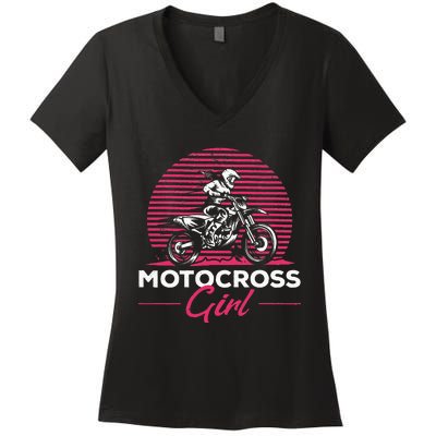 Dirtbike Girl Supercross Girl Enduro Off Road Motocross Girl Women's V-Neck T-Shirt