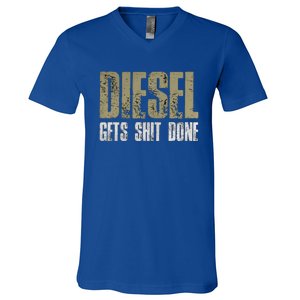 Diesel Gets Stuff Done Great Gift Truck Driver Gas Tool Engine Meaningful Gift V-Neck T-Shirt