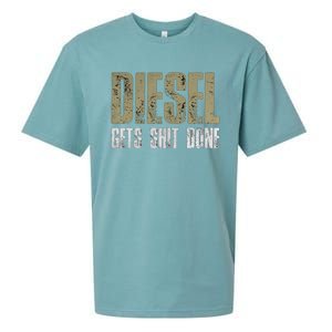 Diesel Gets Stuff Done Great Gift Truck Driver Gas Tool Engine Meaningful Gift Sueded Cloud Jersey T-Shirt