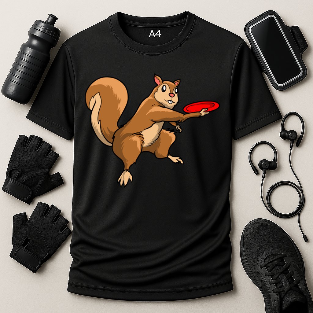 Disc Golf Squirrel Frolf Frisbee Golf Disc Gift Cooling Performance Crew T-Shirt