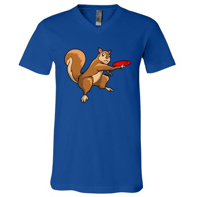 Disc Golf Squirrel Frolf Frisbee Golf Disc Gift V-Neck T-Shirt