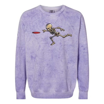 Disc Golfing Skeleton Halloween Disc Golf Halloween Colorblast Crewneck Sweatshirt