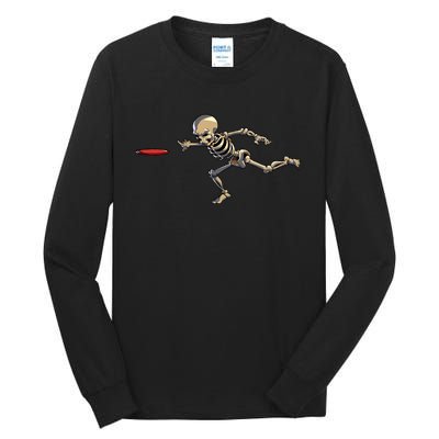 Disc Golfing Skeleton Halloween Disc Golf Halloween Tall Long Sleeve T-Shirt