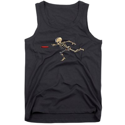 Disc Golfing Skeleton Halloween Disc Golf Halloween Tank Top