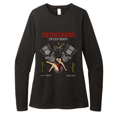 Dirty Gringo Speed Shop Rat Rod Sexy Pin Up On Crank Shaft Womens CVC Long Sleeve Shirt