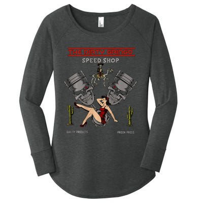 Dirty Gringo Speed Shop Rat Rod Sexy Pin Up On Crank Shaft Women's Perfect Tri Tunic Long Sleeve Shirt