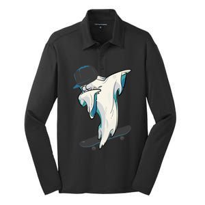 Dabbing Ghost Skateboard Funny Dab Pose Gift Skatepark Cool Gift Silk Touch Performance Long Sleeve Polo