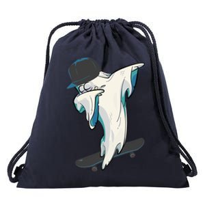 Dabbing Ghost Skateboard Funny Dab Pose Gift Skatepark Cool Gift Drawstring Bag