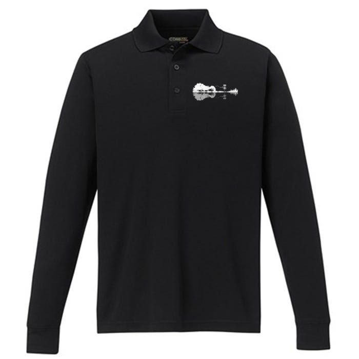 Disc Golf Sunset Guitar Guitarist Player Golfing Golfer Gift Performance Long Sleeve Polo