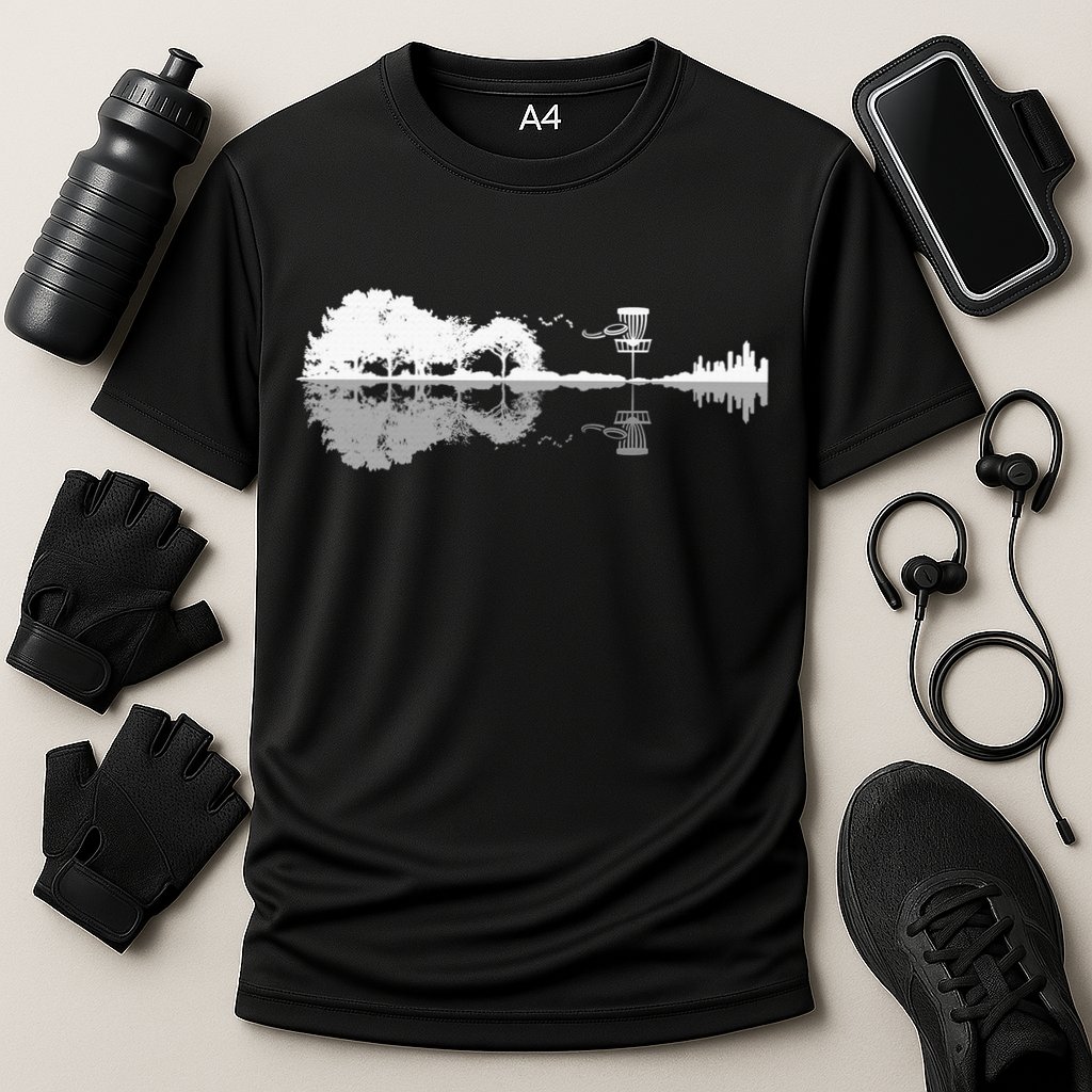 Disc Golf Sunset Guitar Guitarist Player Golfing Golfer Gift Cooling Performance Crew T-Shirt