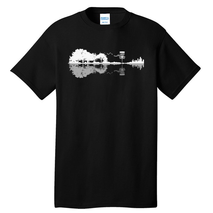 Disc Golf Sunset Guitar Guitarist Player Golfing Golfer Gift Tall T-Shirt