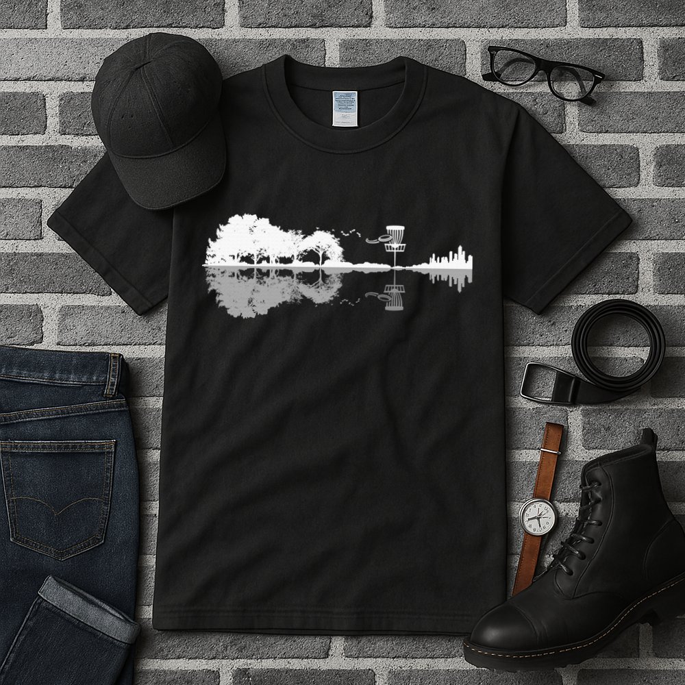 Disc Golf Sunset Guitar Guitarist Player Golfing Golfer Gift Tall T-Shirt
