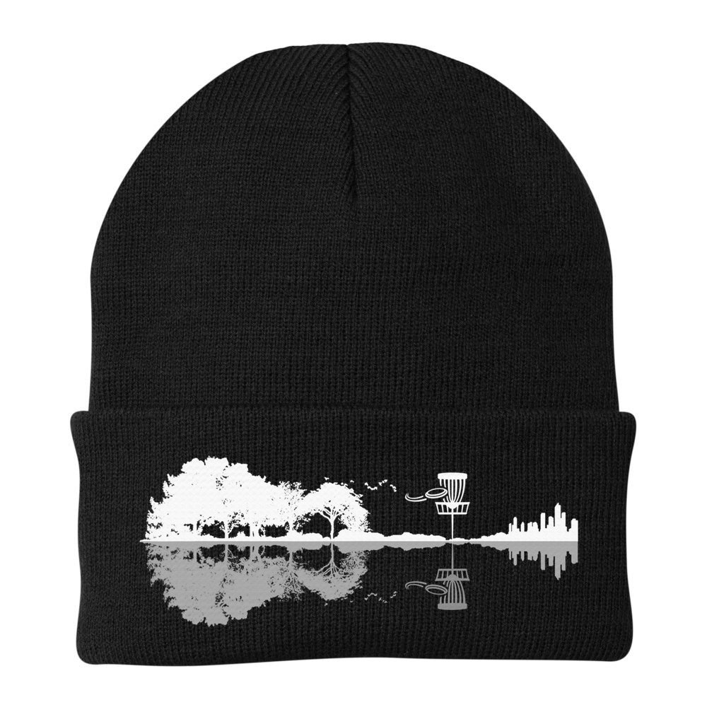 Disc Golf Sunset Guitar Guitarist Player Golfing Golfer Gift Beanie