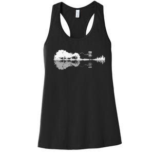 Disc Golf Sunset Guitar Guitarist Player Golfing Golfer Gift Women's Racerback Tank