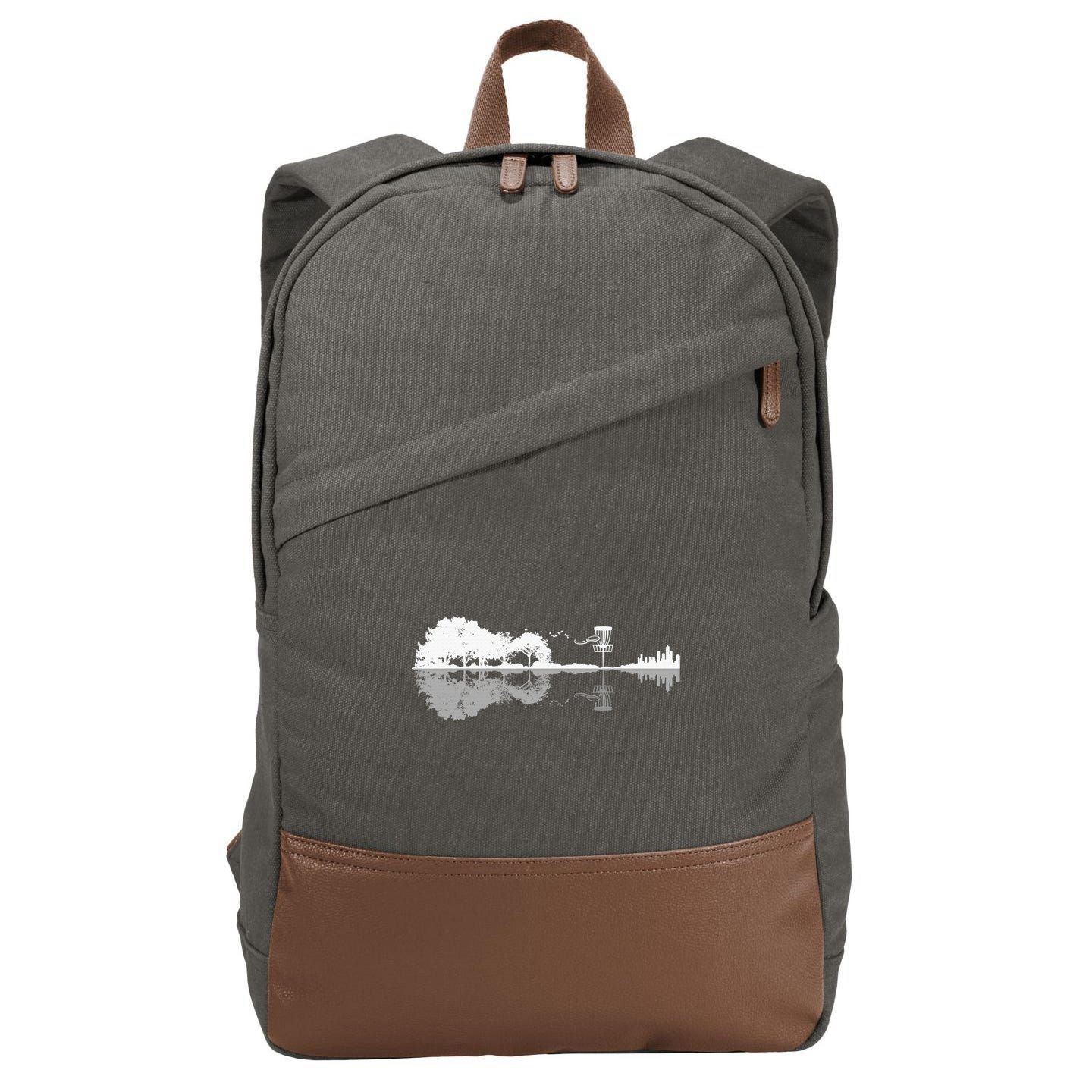 Disc Golf Sunset Guitar Guitarist Player Golfing Golfer Gift Cotton Canvas Backpack