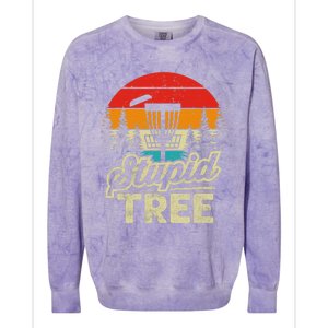 Disc Golf Stupid Tree Funny retro Golf Swing Colorblast Crewneck Sweatshirt