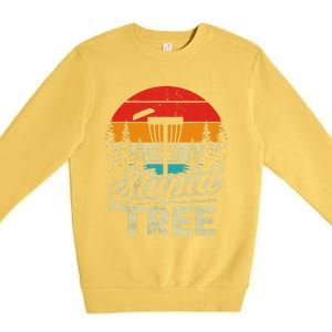 Disc Golf Stupid Tree Funny retro Golf Swing Premium Crewneck Sweatshirt