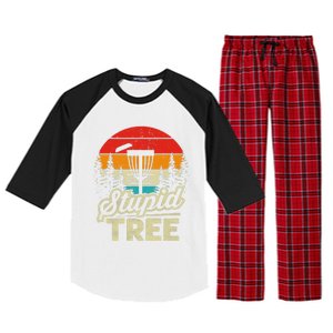 Disc Golf Stupid Tree Funny retro Golf Swing Raglan Sleeve Pajama Set