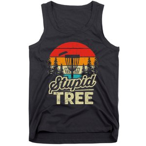 Disc Golf Stupid Tree Funny retro Golf Swing Tank Top