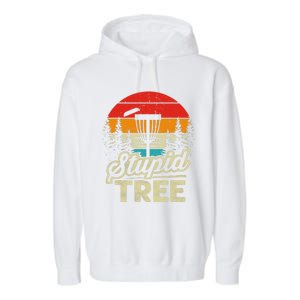 Disc Golf Stupid Tree Funny retro Golf Swing Garment-Dyed Fleece Hoodie