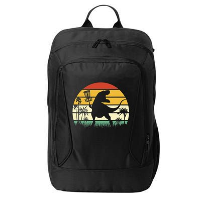 Disc Golf Sports Funny Dinosaur Retro Sunset City Backpack