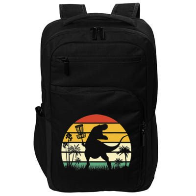 Disc Golf Sports Funny Dinosaur Retro Sunset Impact Tech Backpack