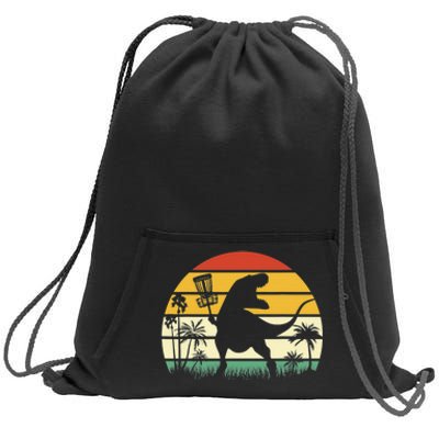 Disc Golf Sports Funny Dinosaur Retro Sunset Sweatshirt Cinch Pack Bag