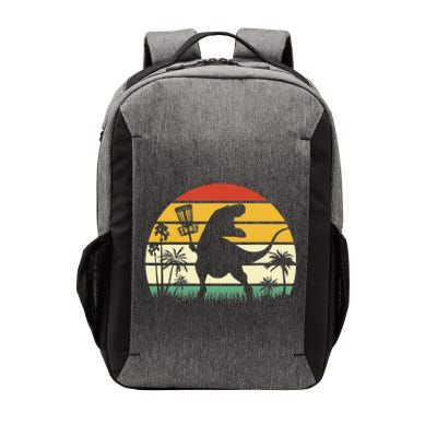 Disc Golf Sports Funny Dinosaur Retro Sunset Vector Backpack