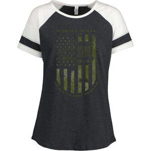 Disc Golf Search & Rescue Leave No Disc Behind Green Enza Ladies Jersey Colorblock Tee