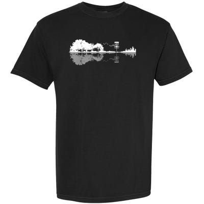 Disc Golf Sunset Guitar Guitarist Player Golfing Golfer Garment-Dyed Heavyweight T-Shirt