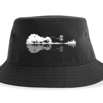 Disc Golf Sunset Guitar Guitarist Player Golfing Golfer Sustainable Bucket Hat