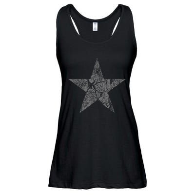 Distressed Gray Star Print Vintage Star Grunge Ladies Essential Flowy Tank