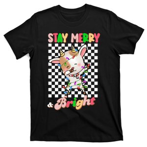 Dabbing Goat Stay Merry And Bright Groovy Christmas Xmas Hoodie T-Shirt