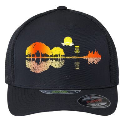 Disc Golf Sunset Guitar Guitarist Player Golfing Golfer Gift Flexfit Unipanel Trucker Cap