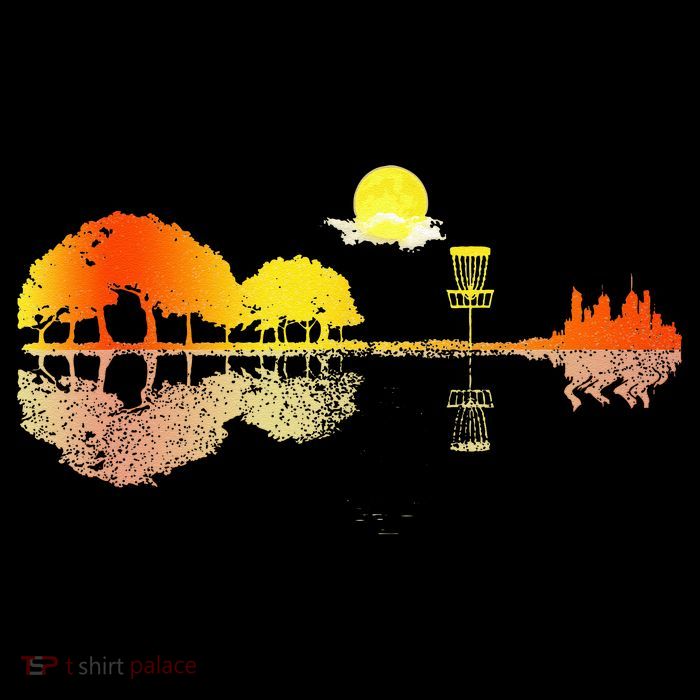 Disc Golf Sunset Guitar Guitarist Player Golfing Golfer Gift Tall T-Shirt