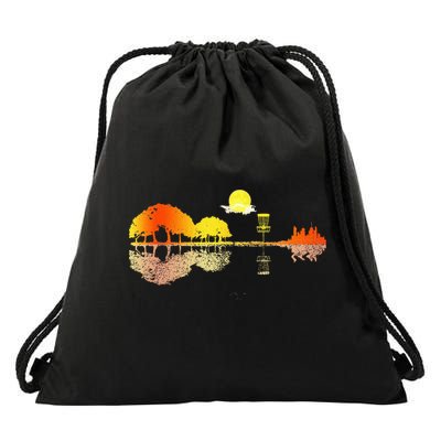 Disc Golf Sunset Guitar Guitarist Player Golfing Golfer Gift Drawstring Bag