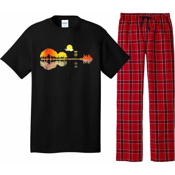 Disc Golf Sunset Guitar Guitarist Player Golfing Golfer Gift Pajama Set